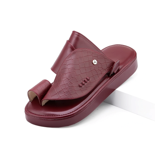 حذاء جلد التمساح العنابي