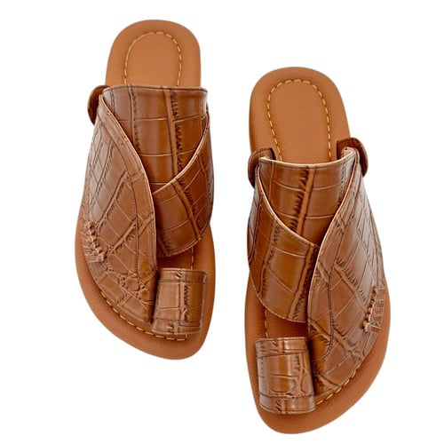 حذاء شرقي جلد التمساح عسلي