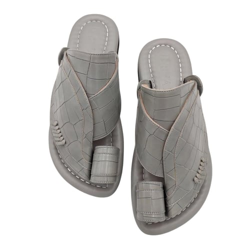 حذاء شرقي جلد التمساح رصاصي فاتح