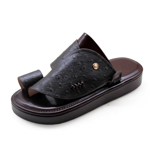 حذاء شرقي بني جلد نعام