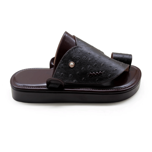 حذاء شرقي بني جلد نعام