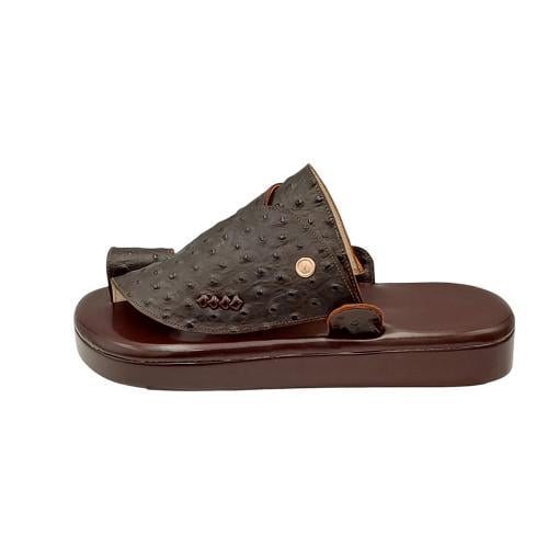 حذاء شرقي ارضيه تلبيس بني جلد نعام