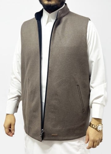 سديرية صوف جوخ وجهين لون رمادي واسود