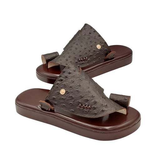 حذاء شرقي ارضيه تلبيس بني جلد نعام