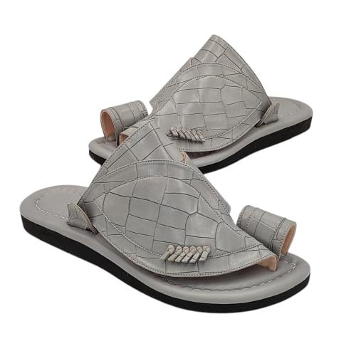 حذاء شرقي جلد التمساح رصاصي فاتح