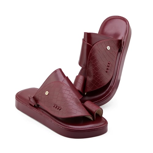 حذاء جلد التمساح العنابي