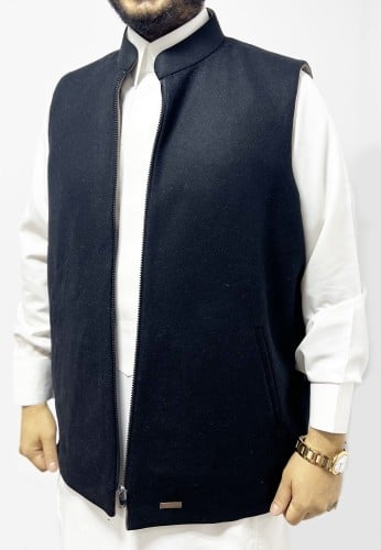 سديرية صوف جوخ وجهين لون اسود ورمادي