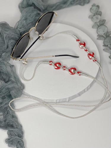 حامل نظارة(احمر-فضي)