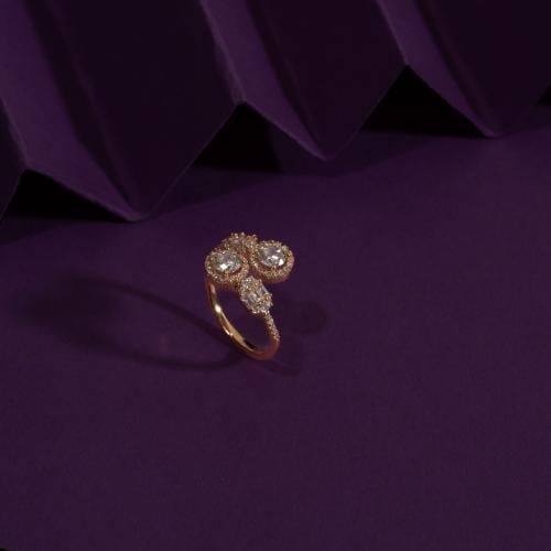 خاتم ذهبي - فصوص زركون مقاس مفتوح