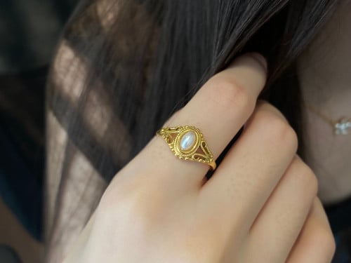 خاتم سولاف | مطلي بالذهب