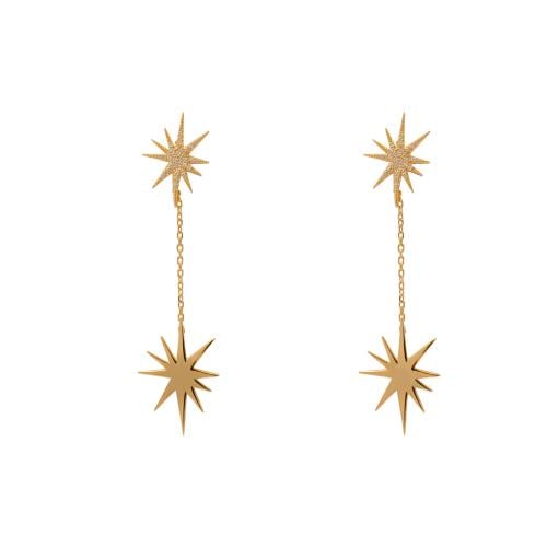 ROLAND STARS Earrings / Gold Color-SILVERفضة مطلي...