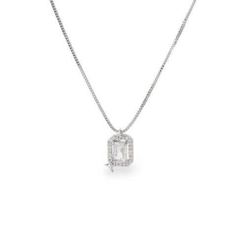 قلادة ستانلس ستيل فضي - فصوص زركون