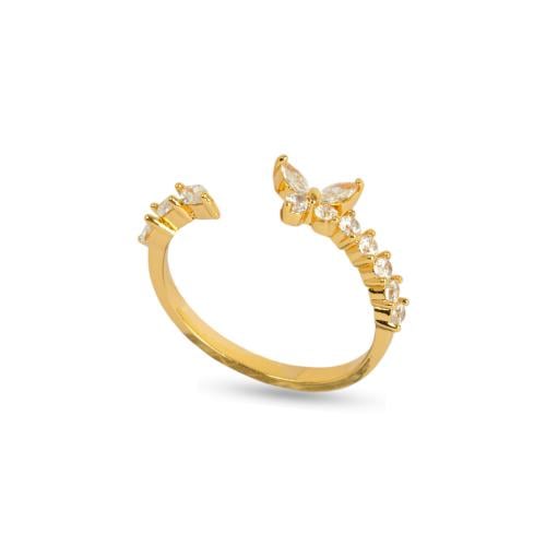 خاتم ذهبي - فصوص زركون مقاس مفتوح