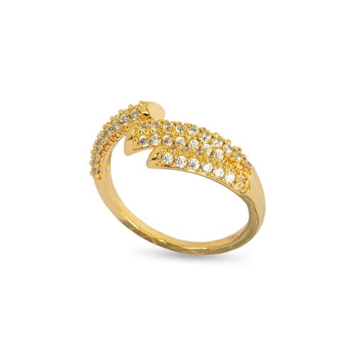 خاتم ذهبي - فصوص زركون مقاس مفتوح