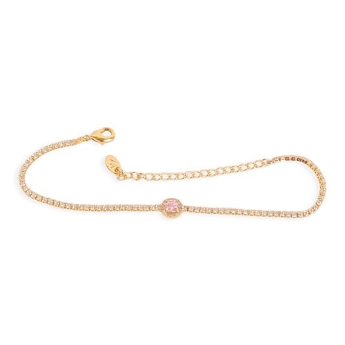 سوار ذهبي - فصوص زركون فص فص وردي