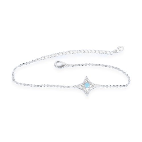 سوار فضي - فصوص زركون فص ازرق