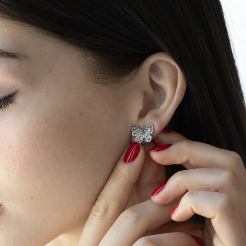 اقراط الفراشة - فضي