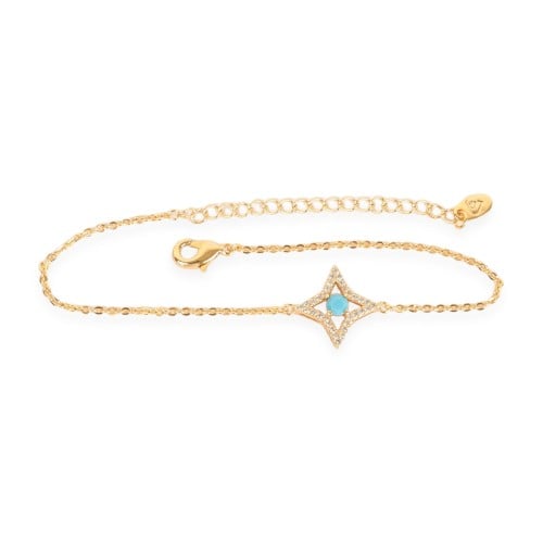 سوار ذهبي - فصوص زركون فص ازرق