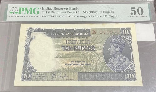 10 روبيات الهند الملك جورج السادس 1937 م مقيمة من...