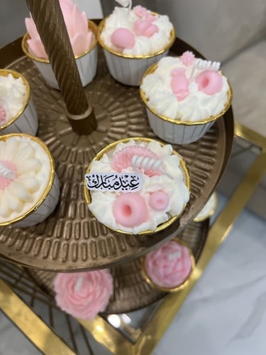 مجموعة كب كيك زهري