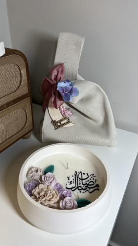 شمعة رمضان مدورة مع بكج قماش