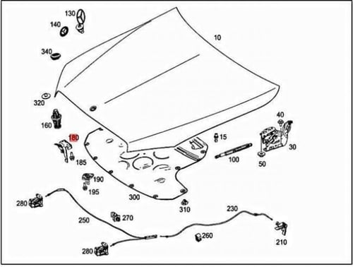 قفل كبوت غطاء محرك مرسيدس 218 رقم 2188800064
