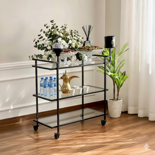 عربة طعام من الحديد مع الزجاج