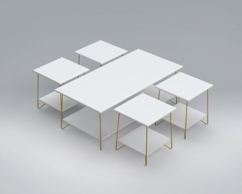 طاولة قهوة مركزية 2 طبقة مع اربع طاولات خدمة