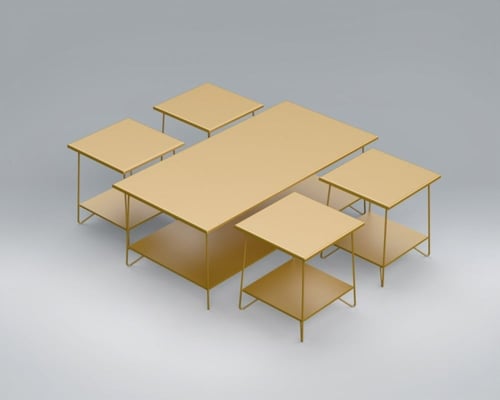 طاولة قهوة مركزية 2 طبقة مع اربع طاولات خدمة