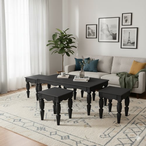 طقم طاولات رئيسية مع خدمة ارجل فك وتركيب 4+1