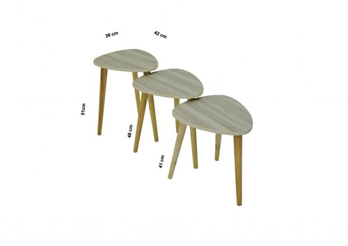 طاولات خدمة مدرجة مجموعة من 3 قطع من خشب الميلامين