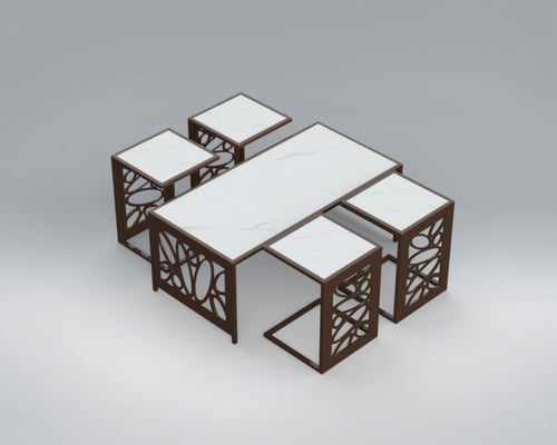 طاولة ضيافة رئيسية مع 4 طاولات خدمة