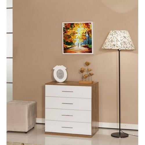 وحدة أدراج 73×45×73 سم - أبيض وبيج