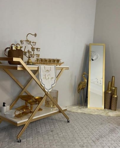 عربة تقديم متنقلة من خشب الميلامين عالي الجودة