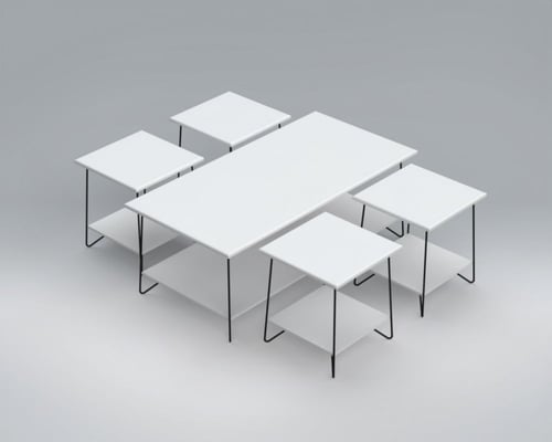 طاولة قهوة مركزية 2 طبقة مع اربع طاولات خدمة