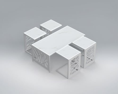 طاولة ضيافة رئيسية مع 4 طاولات خدمة