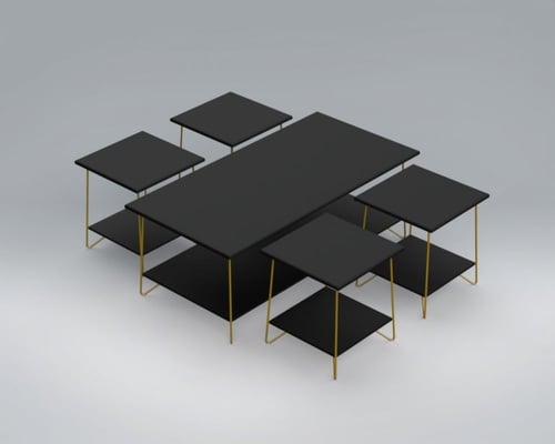 طاولة قهوة مركزية 2 طبقة مع اربع طاولات خدمة