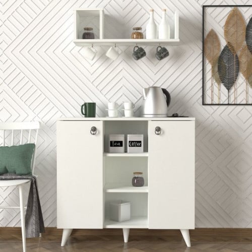 ركن قهوة عصري مع رف علوي