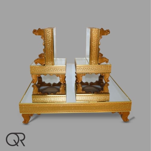 طاولة رئيسية مع 4 طاولات خدمة سطح زجاجي مجلس عربي