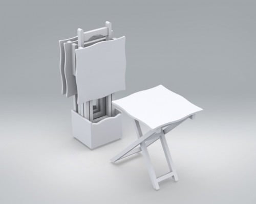 طاولة خدمة 4 قطع موج البحر على شكل شنطة لسهولة نقل...