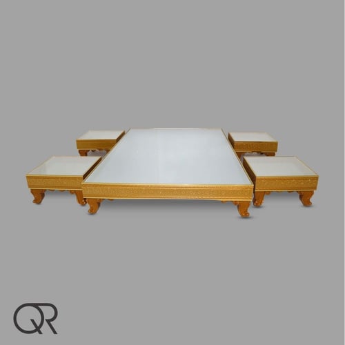 طاولة رئيسية مع 4 طاولات خدمة سطح زجاجي مجلس عربي