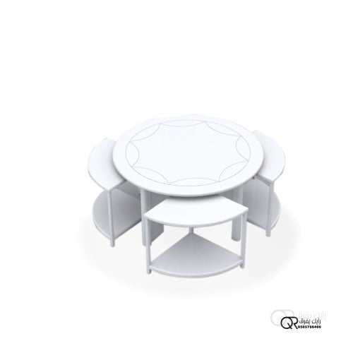 طاولة ضيافة رئيسية بشكل دائري + 4 طاولات خدمة صغير...