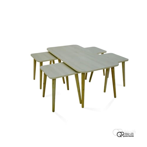 طاولة رئيسية من خشب الملامين مع 4 طاولات خدمة