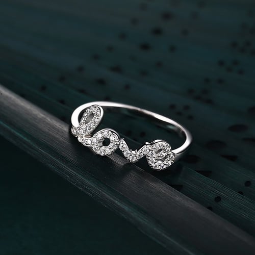 خاتم أحبك من احجار الـ CZ والفضة