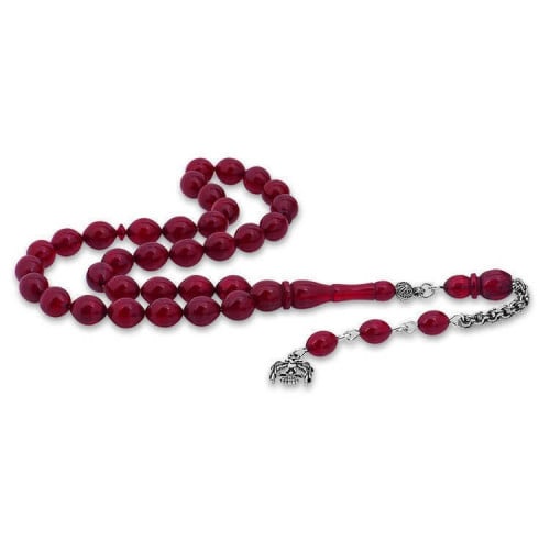 سبحة كهرمان أحمر نسر