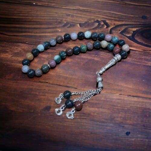 سبحة حجر العقيق الملون