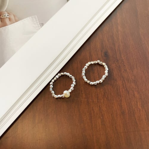 خاتم سترج بلورات الفضة باللؤلؤ الطبيعي