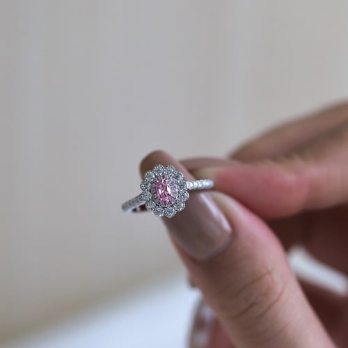 خاتم توليب من احجار الـ CZ والفضة Pink