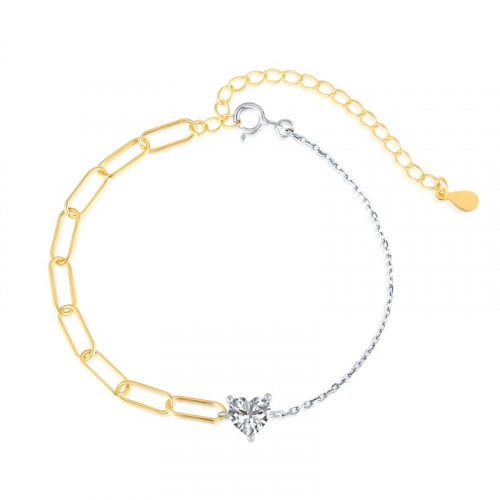 سوار هاف من احجار الـ CZ والفضة المطلية بالذهب