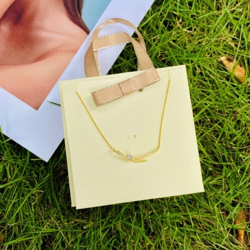 قلادة بروش من احجار الـCZ و الفضة المطلية بالذهب